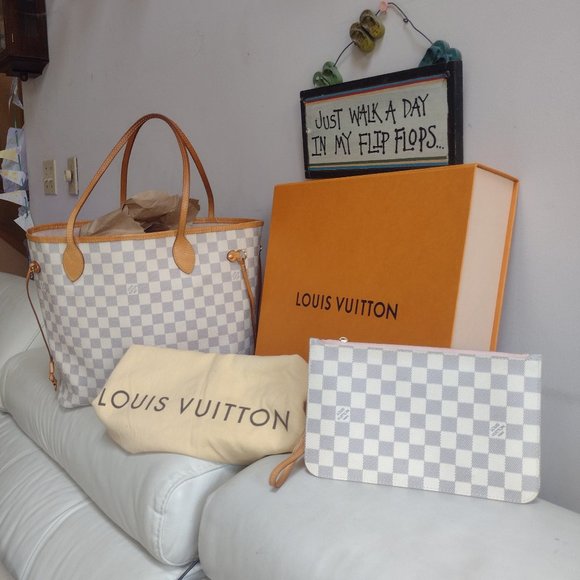 Louis Vuitton Handbags - 💖Beautiful Louis Vuitton Neverfull Azur Ballerine Full Set💞